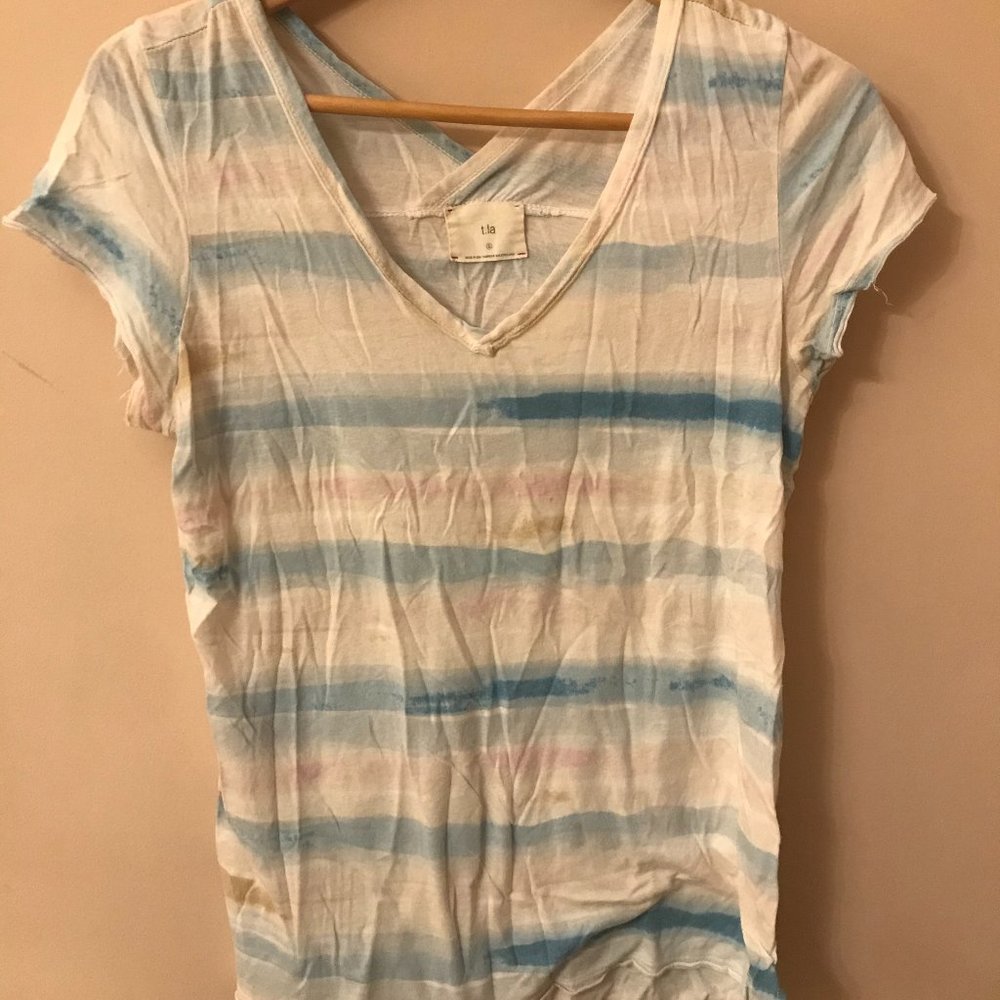 T.La Blue Washed Tee Short Sleeve Stripes